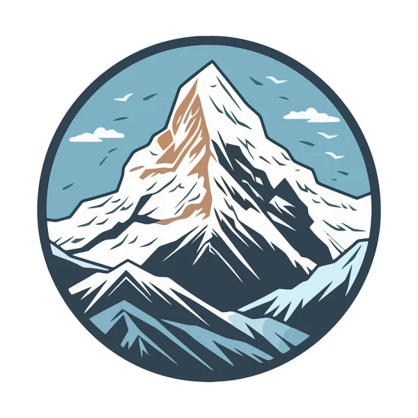 Gebirgsbild Niedliche Felsige Gipfel Flachen Stil Bergisches Bild Vektorillustration — Stockvektor