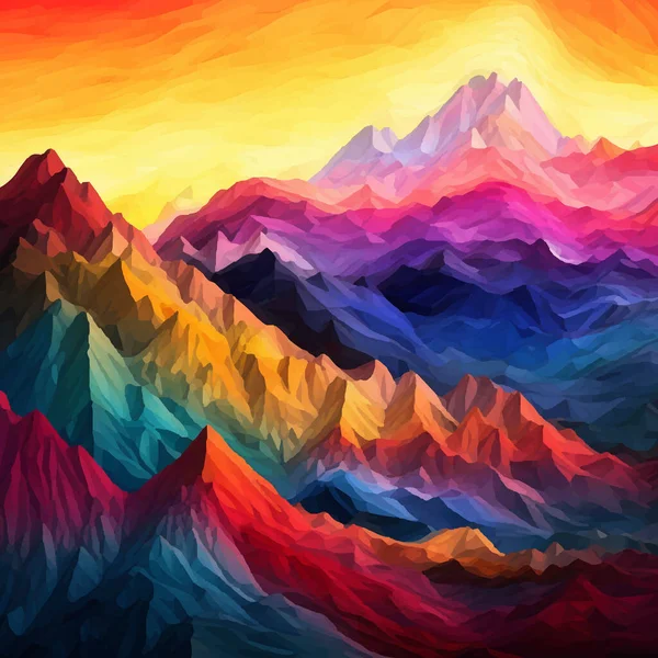 カラフルな山の背景 抽象的なかわいい風景の背景 ベクターイラスト — ストックベクタ