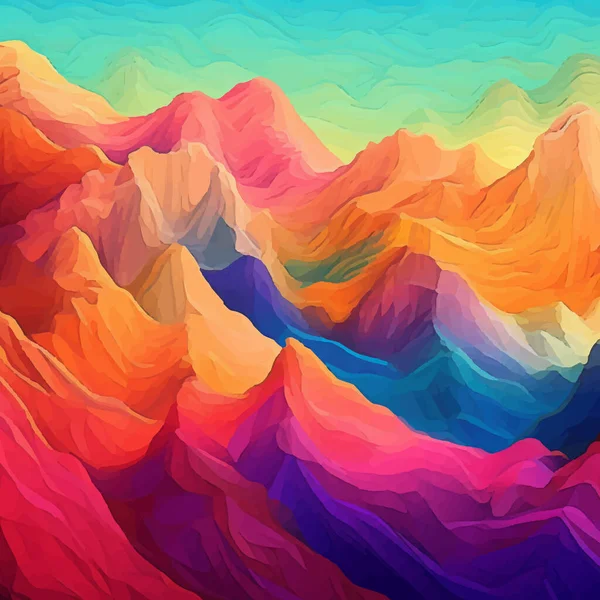 カラフルな山の背景 抽象的なかわいい風景の背景 ベクターイラスト — ストックベクタ