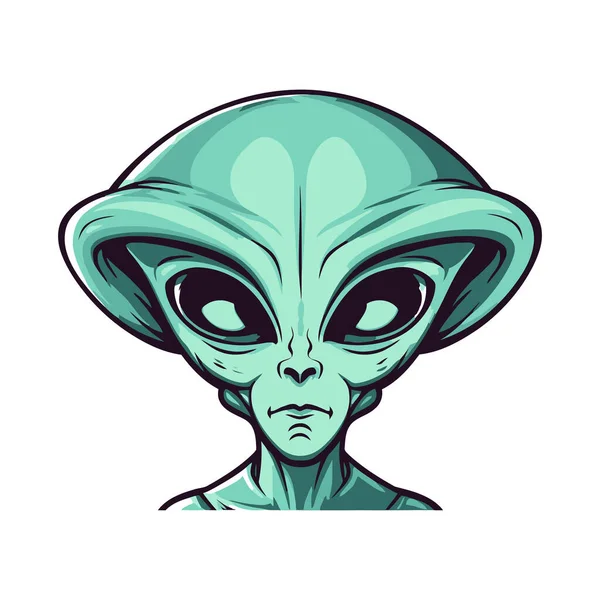 Image Alien Mignon Dessin Animé Extraterrestre Tête Isolée Sur Fond — Image vectorielle