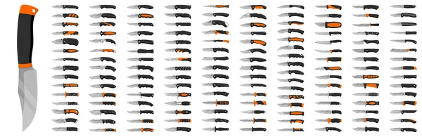 Knife Types Big Set Various Knife White Background Vector Illustration — Stock Vector