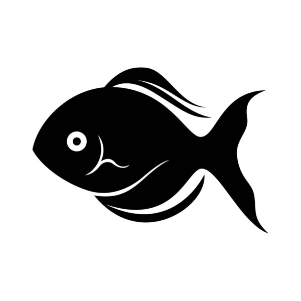 Піктограма Риби Чорний Силует Риби Векторні Ілюстрації — стоковий вектор
