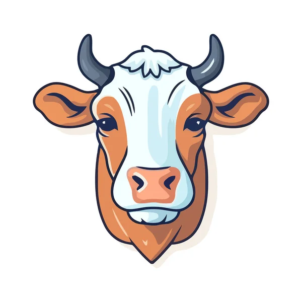 Дизайн Логотипу Голови Корови Абстрактний Малюнок Корови Рогами Миле Мультяшне — стоковий вектор