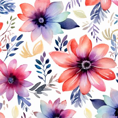 Çiçek arkaplan. Çok farklı çiçekleri olan güzel bir arka plan. Lüks kartın bir kopyası. Vektör illüstrasyonu