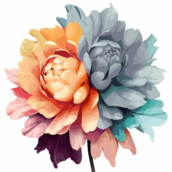Belles Fleurs Romantiques Décoration Fleurs Sur Fond Blanc Fleur Avec — Image vectorielle