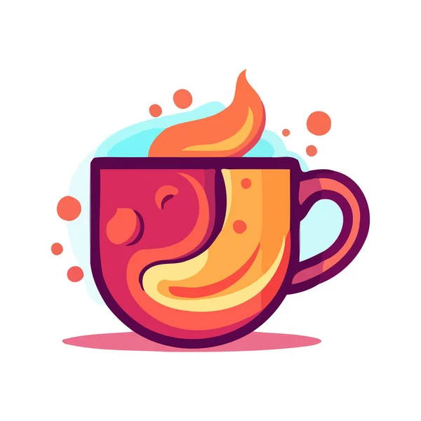 Schönes Bild Einer Tasse Heißen Tees Kaffeetasse Flach Vorhanden Vektorillustration — Stockvektor