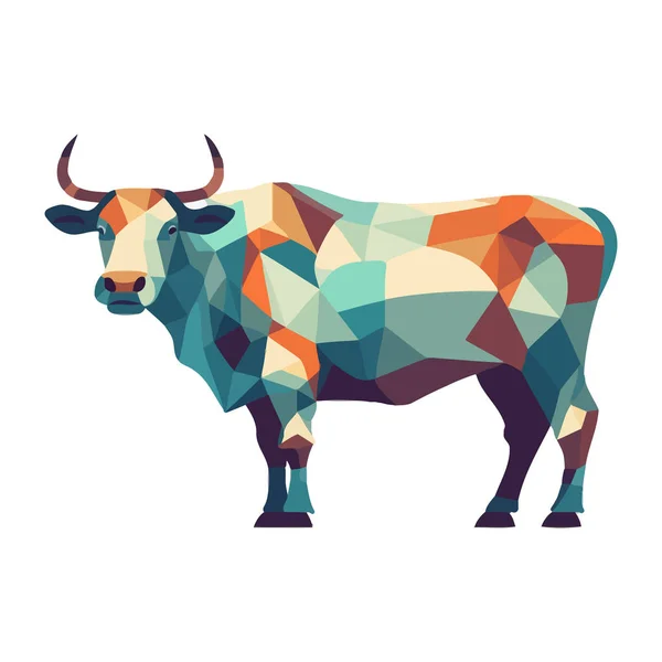 Прекрасний Образ Корови Мила Багатокутна Корова Ізольована Корова Трикутному Стилі — стоковий вектор