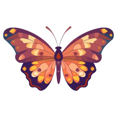 Şirin kelebek. Beyaz arka planda kelebek çizimi. El çizimi kelebek. Vektör illüstrasyonu