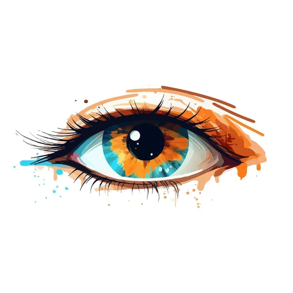 美しい現実的な女性の目 白い背景にかわいい絵の目 水彩画の目を手描き ベクターイラスト — ストックベクタ