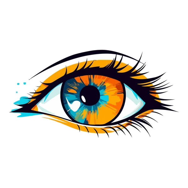 Bellissimo Occhio Femminile Realistico Carino Disegno Occhio Sfondo Bianco Occhio — Vettoriale Stock
