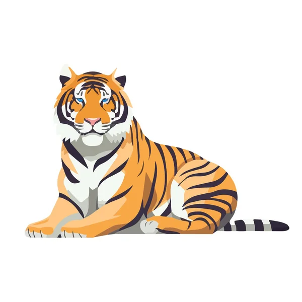 Симпатичный Тигр Изолирован Красивый Образ Тигра Тигр Плоском Стиле Векторная — стоковый вектор