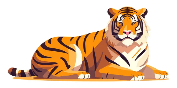 Χαριτωμένη Τίγρη Απομονωμένη Όμορφη Εικόνα Τίγρης Τίγρης Επίπεδο Στυλ Εικονογράφηση — Διανυσματικό Αρχείο
