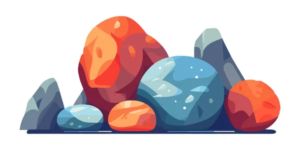 卡通集的石头 五彩斑斓的石头魔法石设置 矢量说明 — 图库矢量图片