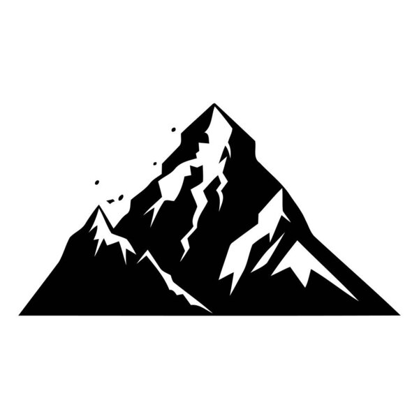 Mountain image. Hand drawn rocky peaks in flat style. Vector illustration