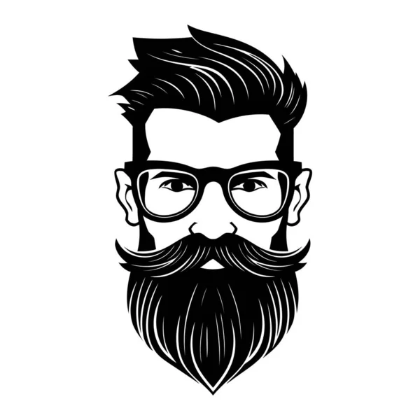 Czarna Sylwetka Hipsterskich Włosów Brody Koncepcja Mody Czarno Białe Logo — Wektor stockowy