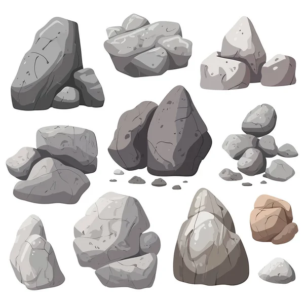 Imagen Piedras Escombros Granito Áspero Gris Aislado Ilustración Vectorial — Vector de stock