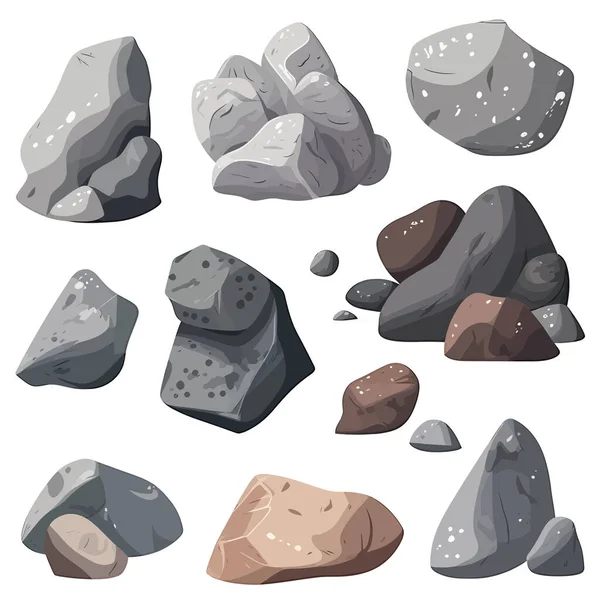 Imagen Piedras Escombros Granito Áspero Gris Aislado Ilustración Vectorial — Vector de stock