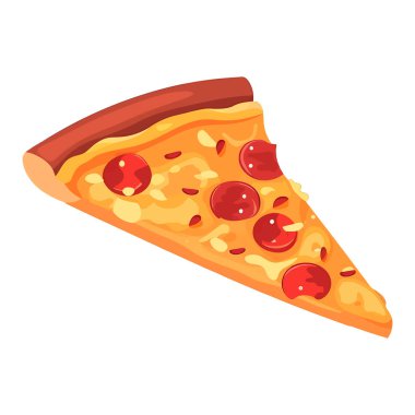 Taze pişmiş pizza. Bir dilim pizza. Vektör çizimi. Üretilmiş Yapay Zeka