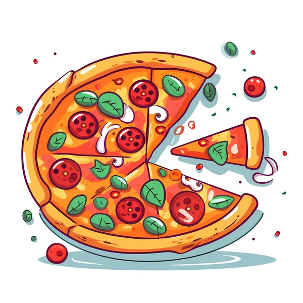 Pizza Recém Assada Imagem Uma Deliciosa Pizza Ilustração Vetorial Gerada —  Vetores de Stock