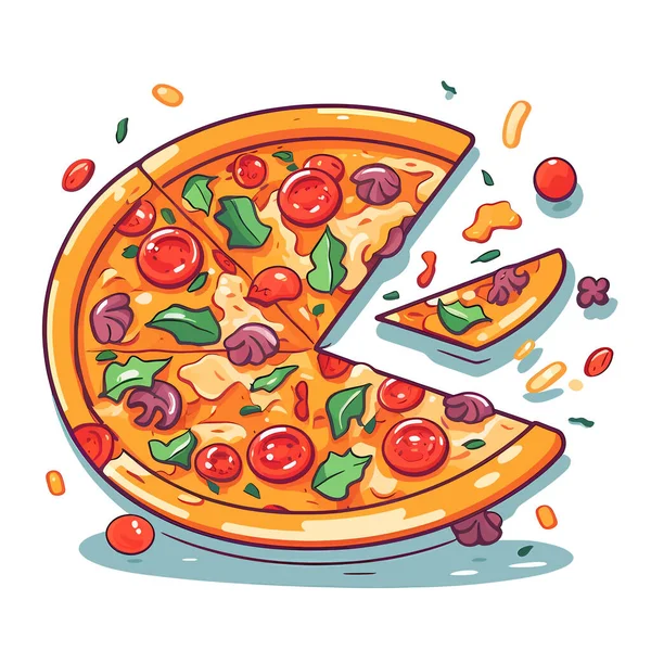 Pizza Appena Sfornata Immagine Deliziosa Pizza Illustrazione Vettoriale Generata — Vettoriale Stock