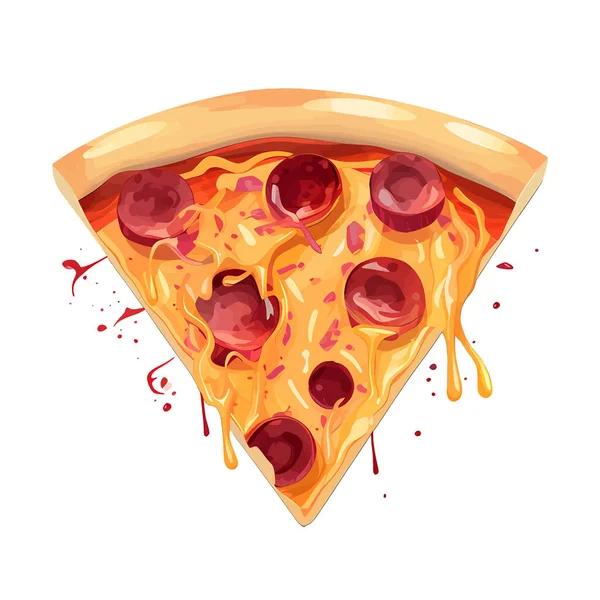 Φρεσκοψημένη Πίτσα Μια Φέτα Πίτσα Εικονογράφηση Διανύσματος Παραγωγή — Διανυσματικό Αρχείο
