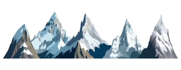 Ορεινή Εικόνα Χαριτωμένες Βραχώδεις Κορυφές Επίπεδο Στυλ Ορεινή Εικόνα Εικονογράφηση — Διανυσματικό Αρχείο