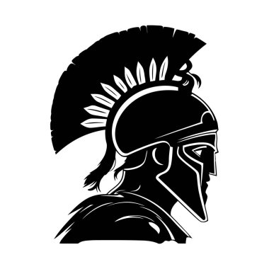 Şövalye savaşçı miğferi. Miğferdeki siyah Roma askeri ya da gladyatör simgesi. Vektör illüstrasyonu