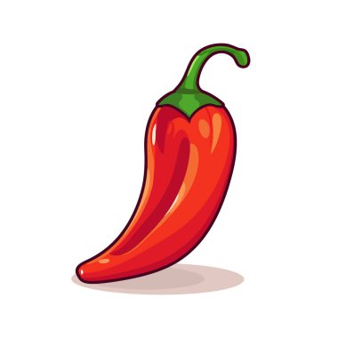 Acı biber görüntüsü. İzole edilmiş kırmızı biberin şirin bir görüntüsü. Vektör çizimi. Üretilmiş Yapay Zeka