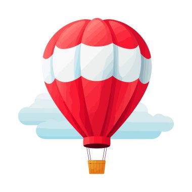 Sıcak hava balonu. İzole edilmiş bir balonun şirin görüntüsü. Vektör çizimi. Üretilmiş Yapay Zeka