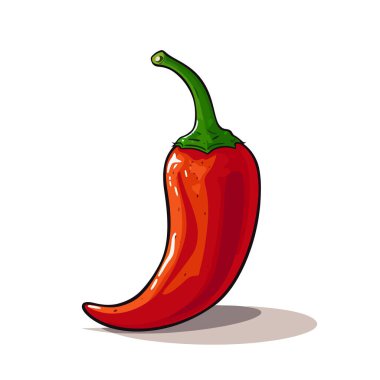Acı biber görüntüsü. İzole edilmiş kırmızı biberin şirin bir görüntüsü. Vektör çizimi. Üretilmiş Yapay Zeka