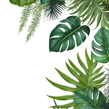 Tropikal palmiye yaprakları, orman yaprak sorunsuz vektör çiçek desenli arka plan