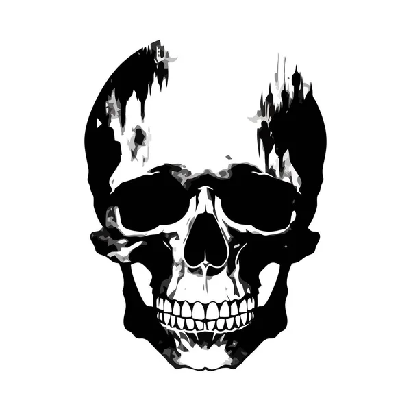 Sílhueta Crânio Humano Imagem Isolada Crânio Negro Ilustração Vetorial — Vetor de Stock