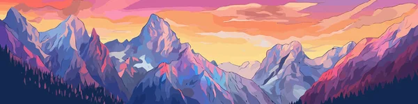 美しい山の背景 抽象的な風景の背景 山のイメージ 山頂の画像 ベクトルイラスト 生成Ai — ストックベクタ