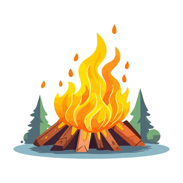 たき火のイメージ たき火のかわいい漫画のイメージ ベクトルイラスト 生成Ai — ストックベクタ