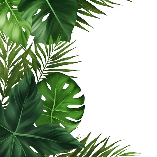 Folhas Palma Tropicais Folha Selva Sem Costura Vetor Floral Padrão —  Vetores de Stock