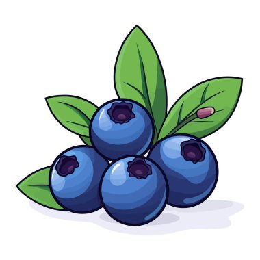 Yabanmersini resmi. İzole edilmiş yaban mersininin şirin bir görüntüsü. Vektör çizimi. Üretilmiş Yapay Zeka