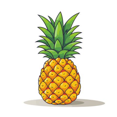 Ananas ikonu. İzole edilmiş bir ananasın şirin bir görüntüsü. Vektör çizimi. Üretilmiş Yapay Zeka