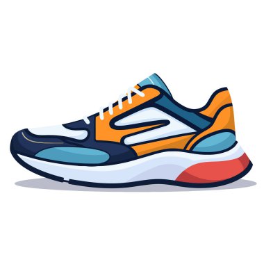 Hoş, modern spor ayakkabılar. Spor ayakkabıları beyaz arka planda izole edilmiş. Ayakkabı görüntüsü. Vektör illüstrasyonu