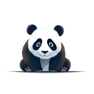 Güzel bir panda görüntüsü. Beyaz arka planda sevimli bir panda çizimi. El yapımı panda. Vektör çizimi. Üretilmiş Yapay Zeka
