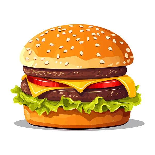 Hambúrguer Giro Imagem Cheeseburger Hambúrguer Apetitoso Estilo Plano Ilustração Vetorial — Vetor de Stock