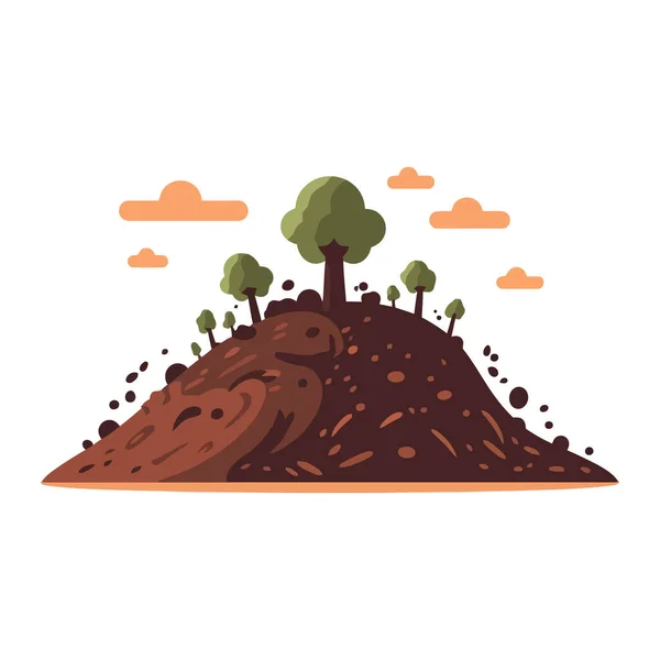 地面の山 植物を育てるための土壌 農業のための土壌のヒープのかわいいイメージ ベクトルイラスト 生成Ai — ストックベクタ