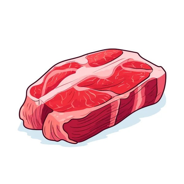 生肉ステーキ 白い背景に隔離された新鮮な肉のスライス ベクトルイラスト 生成Ai — ストックベクタ
