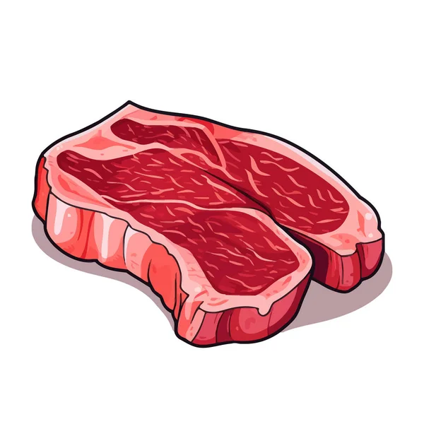 Syrový Masový Steak Krajíc Čerstvého Masa Izolovaného Bílém Pozadí Vektorová — Stockový vektor