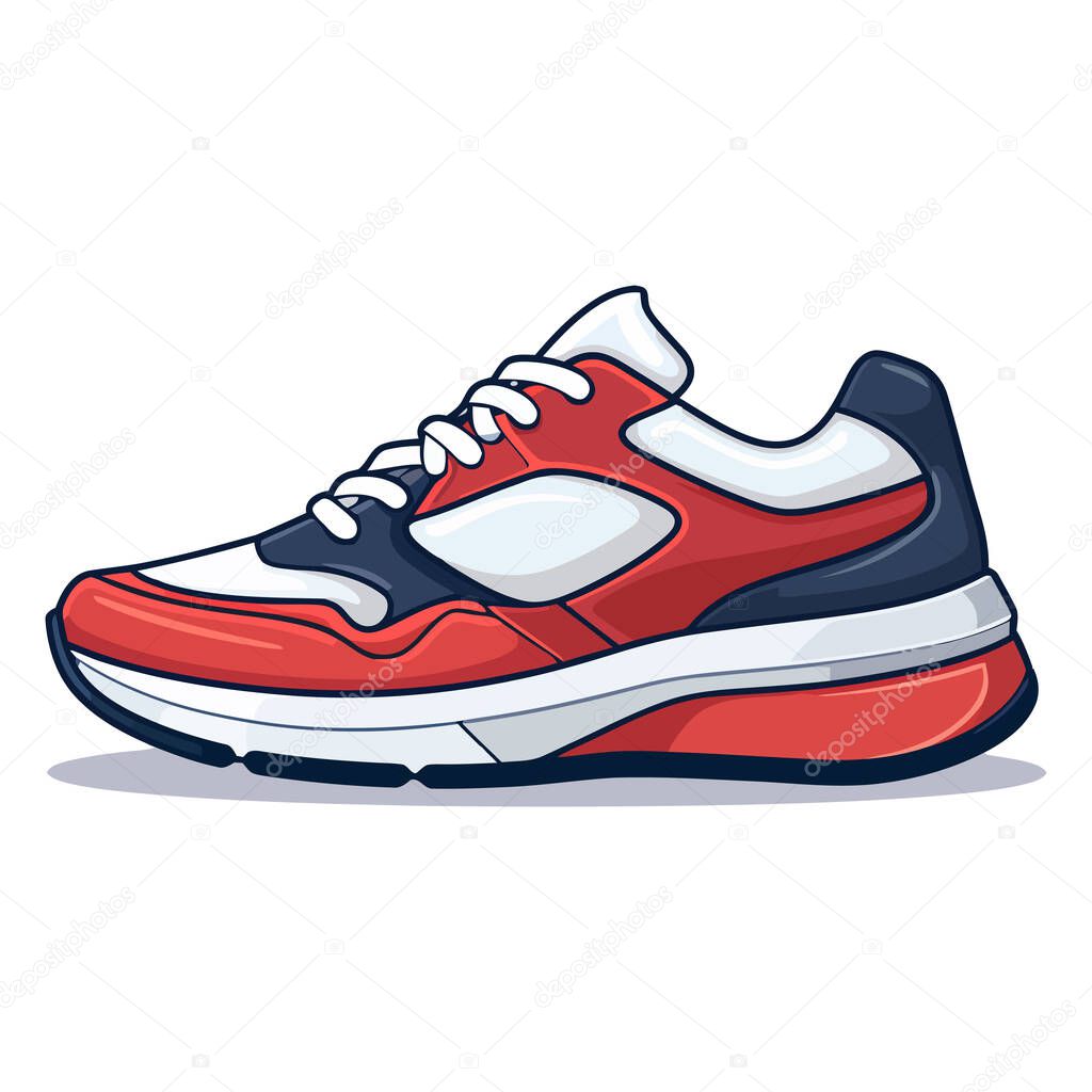 Cute modern sneakers. Sneakers isolated on white background. Shoes image. Vector illustration