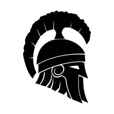 Şövalye savaşçı miğferi. Romalı asker ya da gladyatör miğferi simgesi. Vektör illüstrasyonu