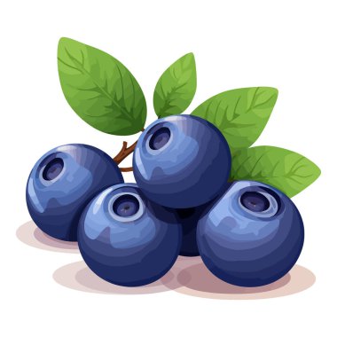 Yabanmersini resmi. İzole edilmiş yaban mersininin şirin bir görüntüsü. Vektör çizimi. Üretilmiş Yapay Zeka