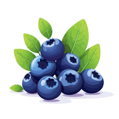 Yabanmersini resmi. İzole edilmiş yaban mersininin şirin bir görüntüsü. Vektör çizimi. Üretilmiş Yapay Zeka