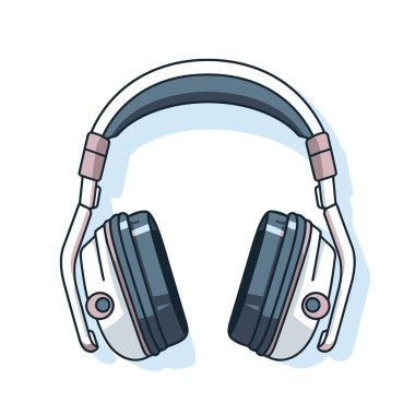 Kulaklık beyaz arka planda izole edilmiş. Kulaklığın şirin görüntüsü. Vektör çizimi. Üretilmiş Yapay Zeka