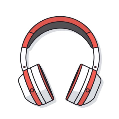 Kulaklık beyaz arka planda izole edilmiş. Kulaklığın şirin görüntüsü. Vektör çizimi. Üretilmiş Yapay Zeka