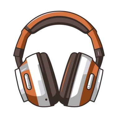 Kulaklık beyaz arka planda izole edilmiş. Kulaklığın şirin görüntüsü. Vektör çizimi. Üretilmiş Yapay Zeka